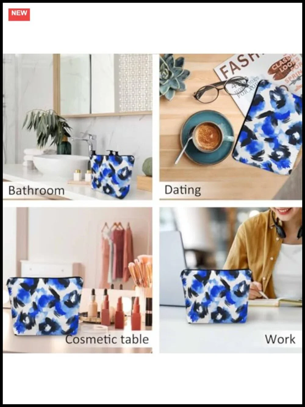 Leopard Print Makeup Bag Travel Toiletry Organizer Zipper Pouch